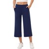 Wide Leg Capri Pants for Women Pull on Loose Lounge Yoga Workout Elastic Waist Cropped Pants with Pockets - 2 of 4