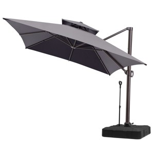 Pellebant 10'x13' Patio Cantilever Umbrella Double Top Design UV30+ Fabric High Strength Aluminum Pole with 360° Rotation 5 Height Settings - 1 of 4