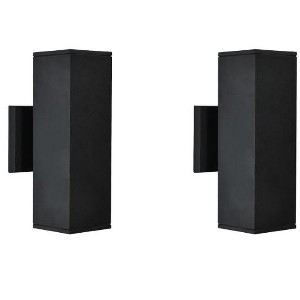 Rennnsan Thalun 11"H Hardwired Rectangle Aluminum Modern LED Dimmable Outdoor Wall Sconce in Black - 1 of 4
