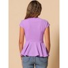 INSPIRE CHIC Women's Elegant Round Neck Cap Sleeve Solid Color Peplum Blouses - 4 of 4