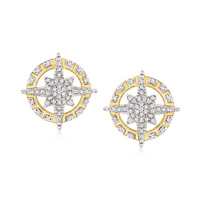 Ross-Simons 0.20 ct. t.w. Diamond North Star Earrings in 14kt Yellow Gold