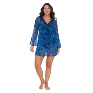Trimshaper Women's Embroidered Coverup V-Neck Dress - 1 of 3