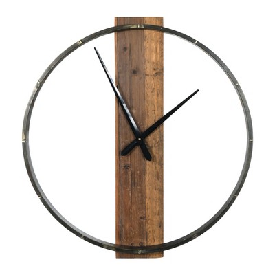 29.5" Metal and Wood Wall Clock - 3R Studios