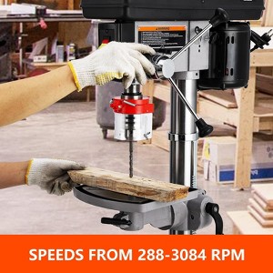 13 in Floor Drill Press, 288-3084 RPM Variable Speed Cast Iron Bench Drill Press, 0-45¡ã Tilting Worktable, Tabletop Drilling Machine for Wood Metal - 1 of 4
