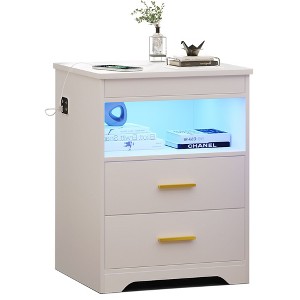 Fredees LED Nightstand with Charging Station, Auto Sensor 3-Color Dimmable Nightstand for Bedroom - 1 of 4