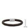 Steeltime Men's brown leather braided bracelet with stainless steel clasp - 3 of 4