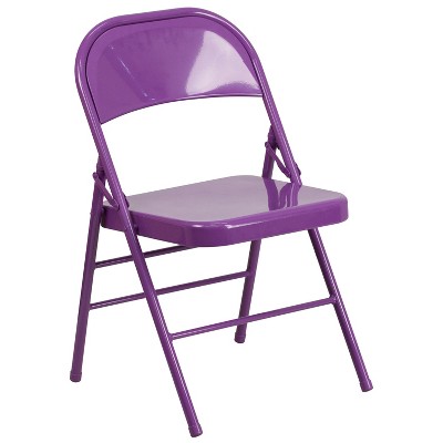 Impulsive Purple Metal Folding Chairs Set of 4