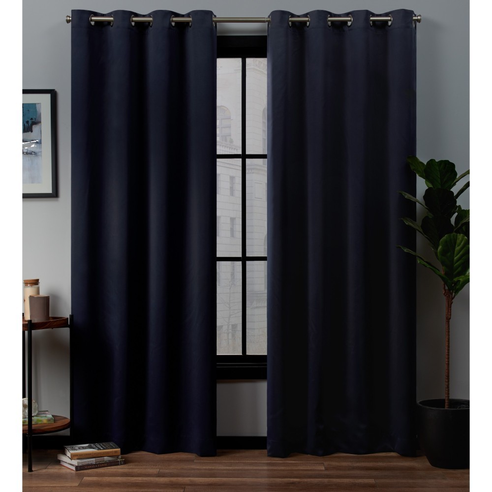 Photos - Curtains & Drapes Set of 2  Academy Total Blackout Grommet Top Curtain Panel Navy (84"x52")