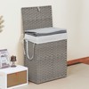 FONTOI Foldable Laundry Basket with Lid, Hand-Woven Laundry Basket with Compartments & Handles, Removable Liner, Gray, 13"*23.6"*18.1" - 2 of 4