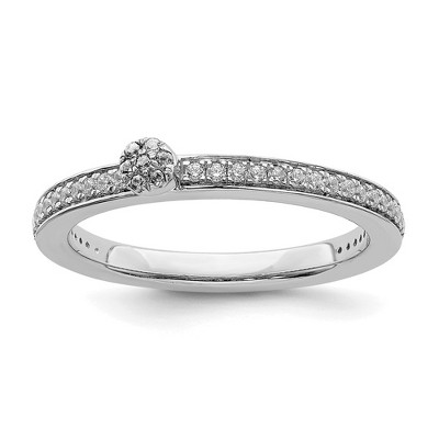 Black Bow Jewelry 14k White Gold, White Topaz & 1/8 Ctw Diamond Stackable Ring