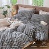 Black White Gingham Duvet Cover Set, Queen 90x90, 100 Washed Cotton, Breathable Soft - 4 of 4