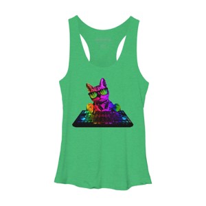 Women's Design By Humans Cool Cat DJ By clingcling Racerback Tank Top - 1 of 3