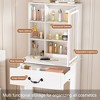 Modern Mini Dressing Table with LED-lit Mirror & Hidden Storage，Multi-tier Dust-proof Shelves,White - 3 of 4