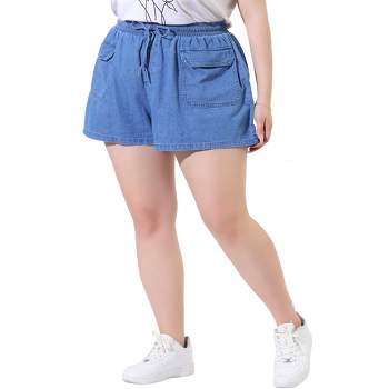 Agnes Orinda Plus Size Denim Shorts for Women 2023 High Waisted