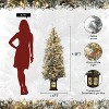 4.5 Ft Artificial Christmas Tree with 200 Warm White  Lights and Red Berries Potted Base Holiday Xmas Tree - 2 of 4
