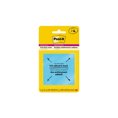 Post-it 4pk 3" X Super Sticky Full Adhesive Notes 30 Sheets/pad - Energy Boost : Target