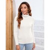 Womens Pullover Sweater Turtle Neck Long Sleeve Sweater Ribbed Knit Sweater,White - 2XL - 4 of 4