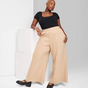 Women's High-Rise Wide Leg French Terry Sweatpants - Wild Fable™ Almond 4X