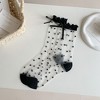 Alilang Women's Sheer Polka Dot Ankle Socks with Bow Detail 6pk - Black - 2 of 4