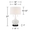 Possini Euro Design Natalia Country Cottage Table Lamp with Round Black Marble Riser 27" Tall White Floral Ceramic Drum Shade for Bedroom Living Room - 4 of 4