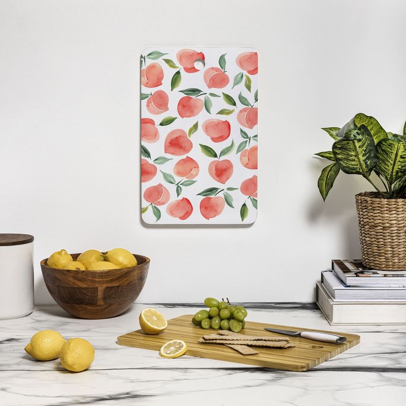 Summer Sun Home Art Peaches 1 Rectangle Cutting Board, 16" x 10.5" - Deny Designs, 3 of 4