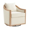 Gordon Farmhouse Edging Swivel Barrel Chair With Toss Pillows丨HULALA HOME-IVORY - 2 of 4