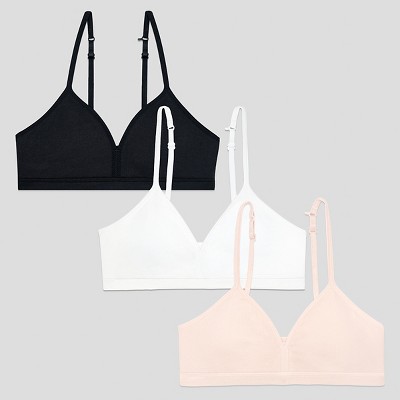 Fruit Of The Loom Girls Seamless Trainer Bra With Removable Modesty Pads 3  Pack Multi Leo/grey Heather/white 30 : Target