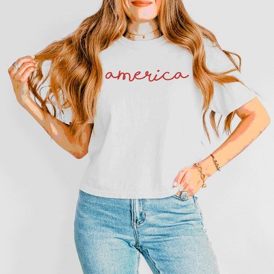 Simply Sage Market America Cursive Boxy Crop Top