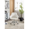 White Accent chair Modern home office leisure chair with adjustable velvet height and adjustable casters - 3 of 4