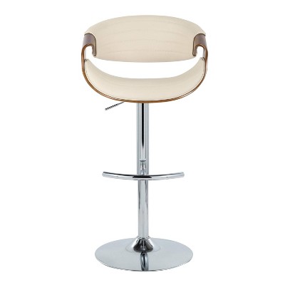 Set of 2 Symphony Adjustable Barstools Chrome/Walnut/Cream - LumiSource