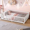SEVOBAL Kids Bedroom Twin Size Floor Bed Frame With Safety Guardrails Door Removable Slats No Box Spring Needed for Kids, White, 78.15"*19.29"*4.92" - 2 of 4