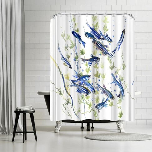 Beach blue crab pattern Bathroom Shower Curtain Fabric w/12 Hooks 71*71inch