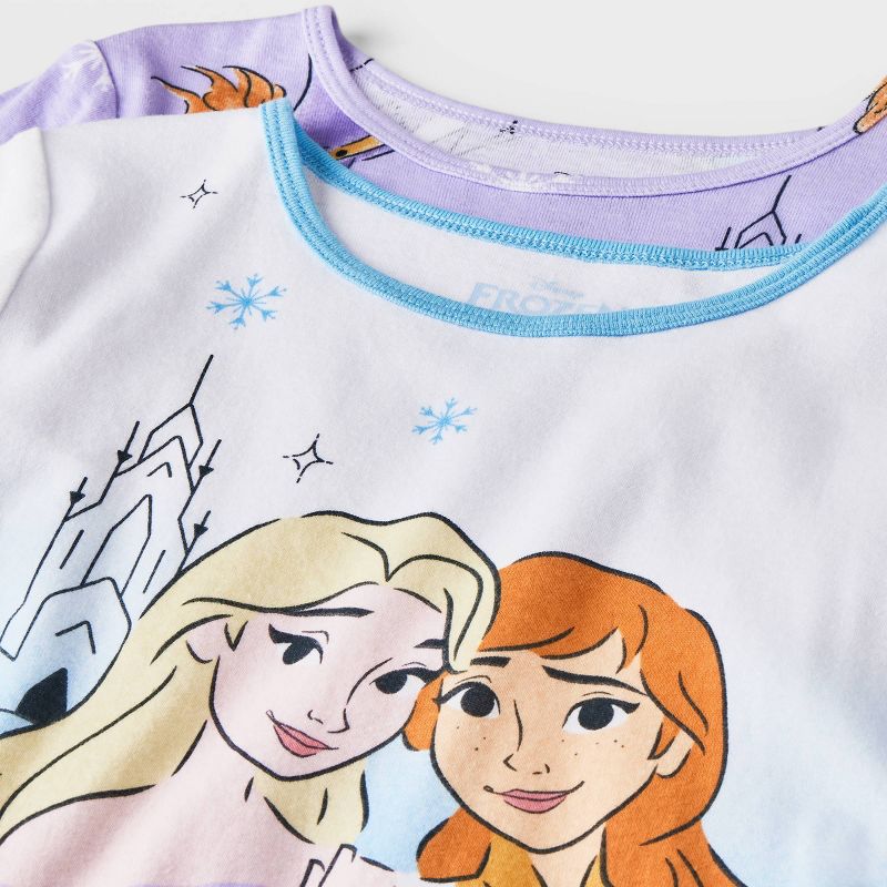 Girls' Frozen Elsa and Anna 4pc Snug Fit Pajama Set - Blue/Purple, 3 of 5