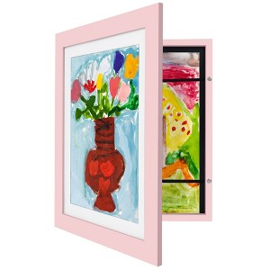 Americanflat Kids Art Frame 10x12.5 inches with 8.5x11 inches Mat - Composite Wood And Glass - Holds 100 Artworks - 1 of 4