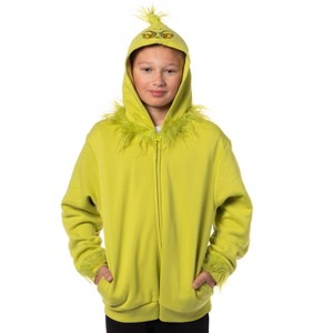 Seven Times Six Dr Seuss Boy's How The Grinch Stole Christmas Grinch Character Zip Up Hoodie - 1 of 4