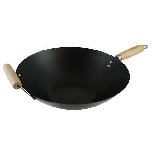 Oster Bressler 13.5 in. Nonstick Carbon Steel Wok in Black with