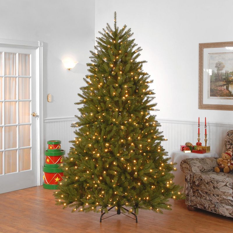 National Tree Company 6.5 ft Pre-Lit Artificial Full Christmas Tree, Green, Dunhill Fir, White Lights, Includes Stand, 2 of 6