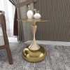 LeisureMod Savoy Series Wide Round End Table with Gold Stainless Steel Top and Pedestal Base – Modern Accent Table for Living Room, Bedroom, Office - 2 of 4