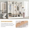 Chic Crate-Wide Hall Tree – Storage Bench/Shoe Cabinet | Cube Storage + 8-Hook Coat Rack | Entryway/Mudroom | White - 3 of 4