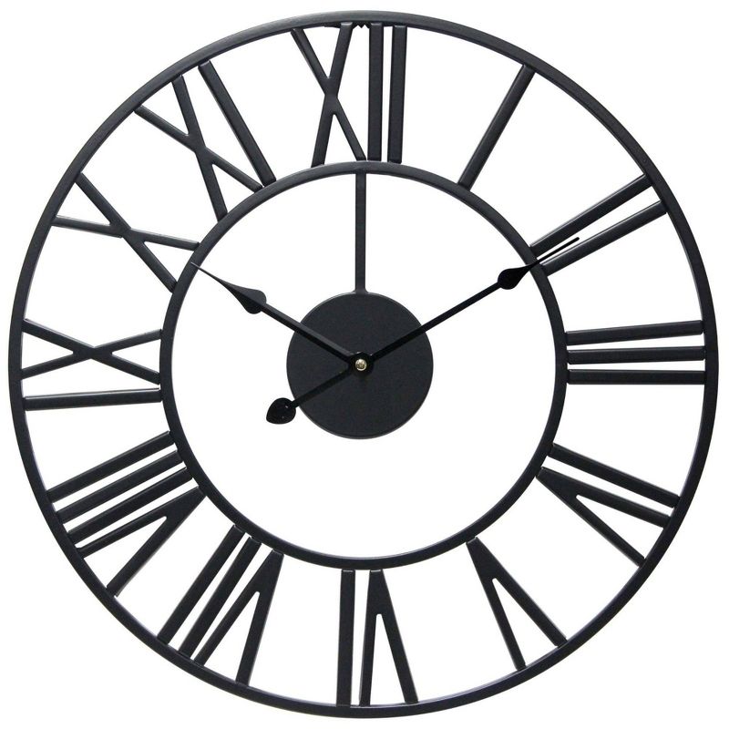 18&#34; Tower Wall Clock Matte Black - Infinity Instruments, 1 of 8