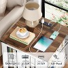 Farmhouse End Table with Charging Station, 23.6" Large End Table for Living Room with Side Shelves - 3 of 4