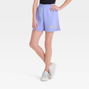 Girls' Def Leppard Fleece Shorts - Light Purple - 1 of 3