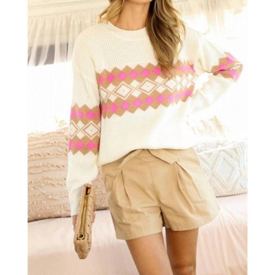 Women's Checkerboard Pattern Sweater - Vine & Love