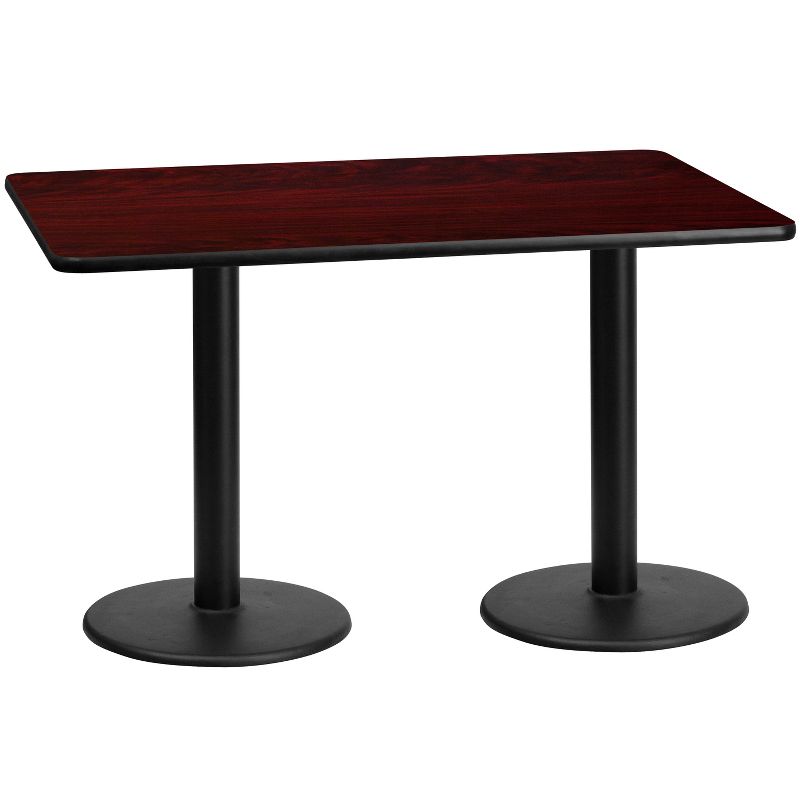 Flash Furniture 30'' x 60'' Rectangular Laminate Table Top with 18'' Round Table Height Bases, 1 of 3