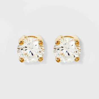 14K Gold Plated Cubic Zirconia Stud Earrings - A New Day™ Gold/Clear