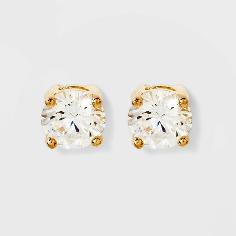 14k Yellow Gold Cubic Zirconia Stud Earrings with Screw Backs – Art and  Molly