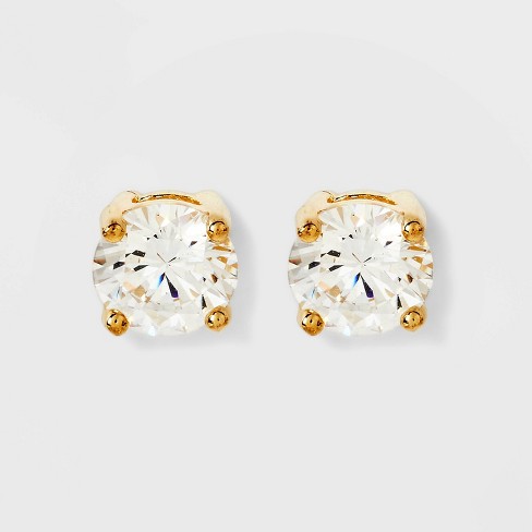 14K Gold Plated Cubic Zirconia Duo Stud Earrings - A New Day™