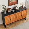 32 In. Retro Style Four Door Wooden Storage Cabinet, Multifunctional Decorative Cabinet With Geometric Patterns - 4 of 4