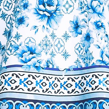 white mosaic floral geo border
