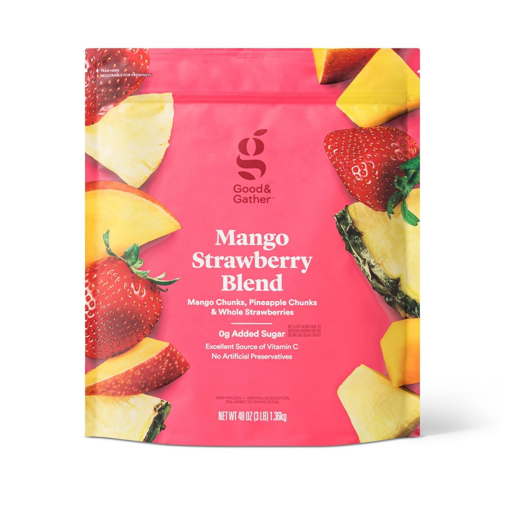 Frozen Non-GMO Mango Strawberry Fruit Blend - 48oz - Good & Gather™